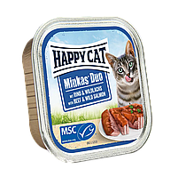 Вологий корм Happy Cat Duo Rind&WLachs 100g для котів у вигляді паштету в соусі з яловичиною та диким лососем