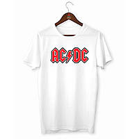 Футболка біла з принтом "AC/DC. Ей-сі/Ді-сі. Червоний напис" Push IT