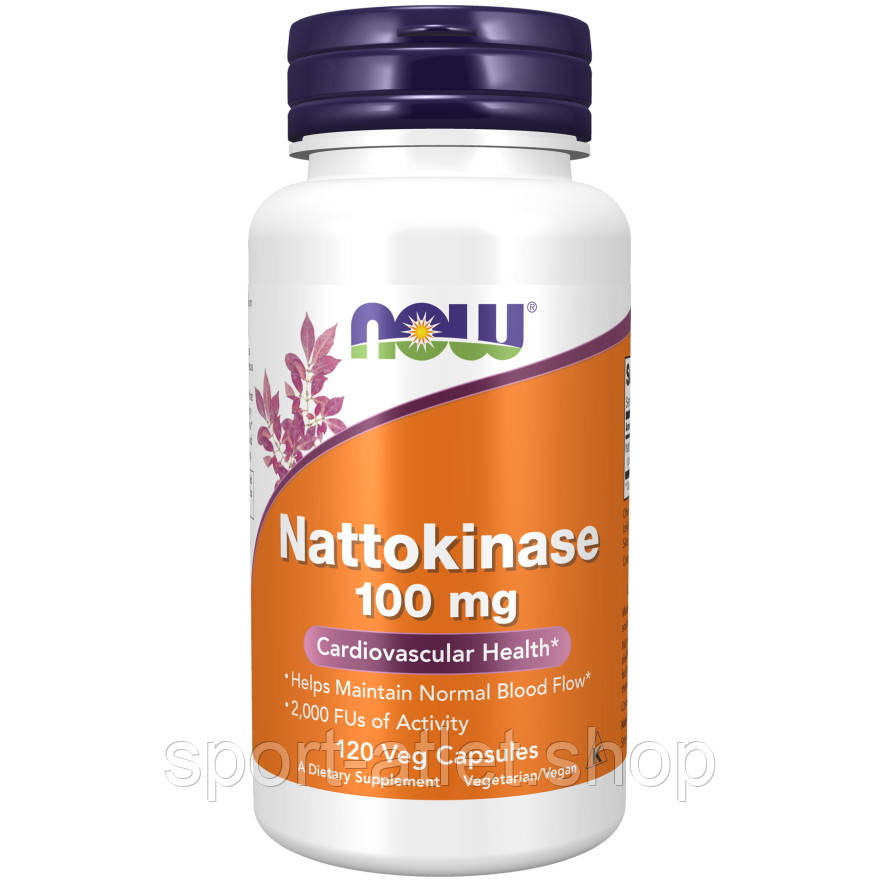 Натуральна добавка NOW Nattokinase 100 mg, 120 вегакапсул, фото 1
