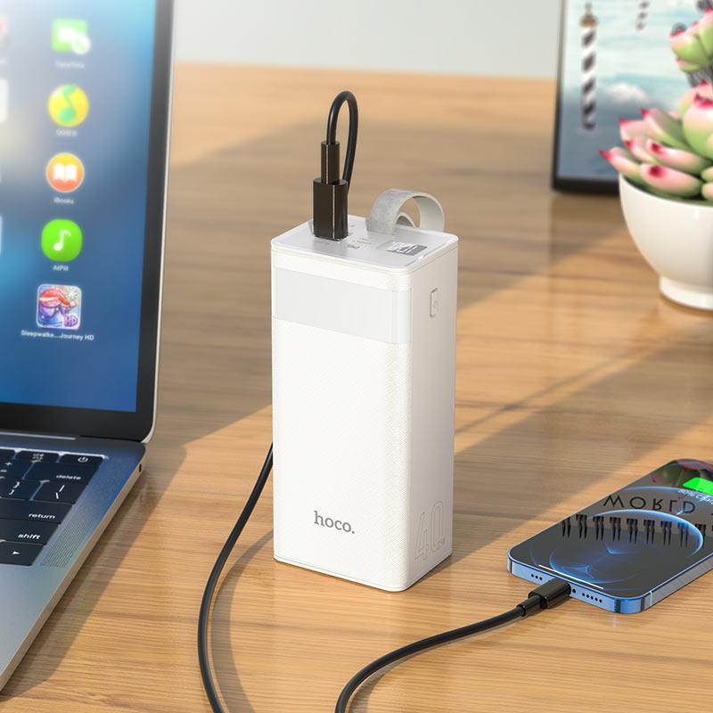 Портативные батареи | Power Bank 40000mAh с светильником HOCO J86 Powermaster 22.5W QC3.0 PD3.0 Black Li-Pol Черный Пластик Универсальная батарея Фонарик Индикатор уровня заряда micro USB Type-C