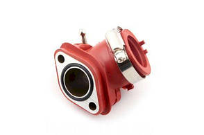 Патрубок карбюратора (колектор) скутер  4T GY6 125/150 (силіконовий, червоний)