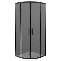 Черная душевая кабина полукруглая с графитовым стеклом Mexen Rio Black + белый поддон 5 см
