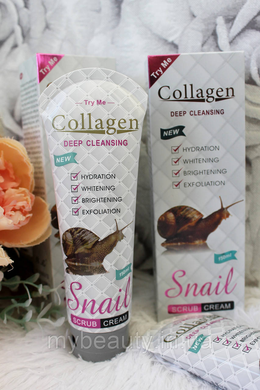 Скраб для обличчя і тіла Collagen Snail Scrub Cream