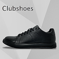 Мужские осенние кроссовки Clubshoes черные кожаные с шнуровкой осень/весна деми 203н