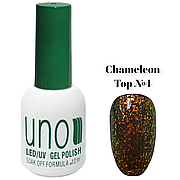 UNO Chameleon Top - топ для гель-лака з кольоровими пластівцями єдиноріг 12 мл. Без липкого шару No4