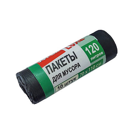 Пакети для сміття Super Luxe 120 л 10 шт чорні, фото 1