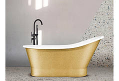 Ванна мармурова Besco Gloria Glam 160x68, золота із сифоном click/clack (WMD-160-GLZ)
