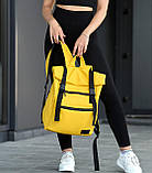 Жіночий рюкзак ролтоп жовтий WIZARD з екошкіри для міста та подорожей S, фото 7