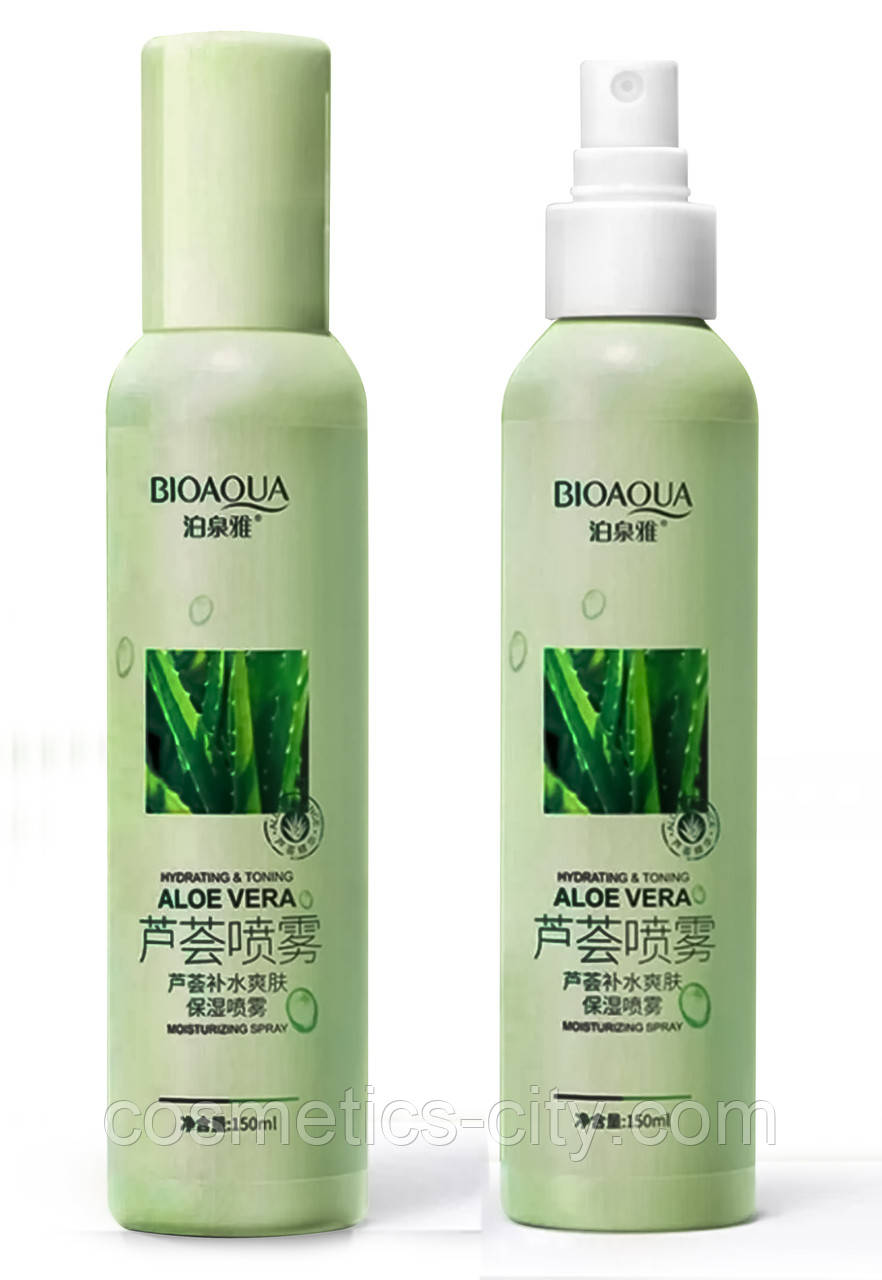 Зволожуючий тонер-спрей з екстрактом алое вера BIOAQUA Aloe Vera, 150 мл., фото 1