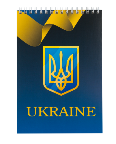 Блокнот А5 на пружині зверху 48арк клітинка картонна обкладинка синій UKRAINE BM.24545104-02