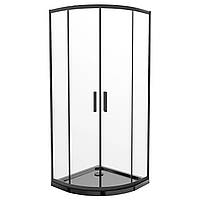 Черная душевая кабина полукруглая с прозрачным стеклом Mexen Rio Black + черный поддон 5 см