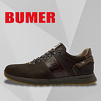 Мужские осенние кроссовки Bumer (Украина) кожаные коричневые с шнуровкой осень/весна деми GTR11 40.