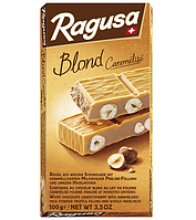 Белый шоколад ragusa blond с трюфельной начинкой и целыми лесными орехами, 100г