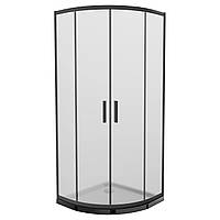 Черная душевая кабина полукруглая с матовым стеклом Mexen Rio Black + черный поддон 5 см
