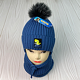 М 92005 Комплект для хлопчика шапка із зав'язками "ID WHAT I WANT!" і баф, 2-5 років, різні кольори, фото 5