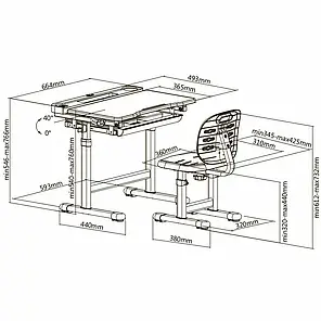 Комплект парта + стілець трансформери Cura Grey FunDesk 516118, фото 2