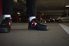 Чоловічі кросівки Nike Air Force 1 Black Red Найк Аїр Форс 1 Блек Ред 41, фото 3