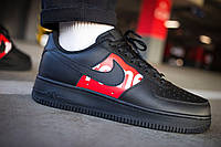 Чоловічі кросівки Nike Air Force 1 Black Red Найк Аїр Форс 1 Блек Ред 41