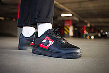 Чоловічі кросівки Nike Air Force 1 Black Red Найк Аїр Форс 1 Блек Ред 41, фото 3