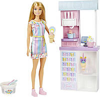 УЦЕНКА (Примятая коробка) Кукла Барби магазин мороженного Barbie Ice Cream Shop Playset (HCN46)