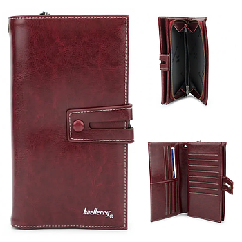 Гаманець-клатч жіночий на кнопці, (20х11х3 см), Baellerry N1632, Бордовий / Портмоне жіноче