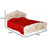 Кровать двуспальная в стиле барокко кремового цвета Кармен Новая 160х200 см пино с ламелями