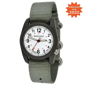 Чоловічий годинник Bertucci 11019 DX3 FIELD - WHITE DIAL, DEFENDER DRAB NYLON BAND