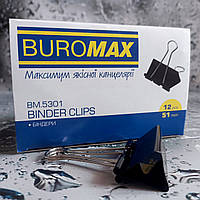 Биндер Buromax для скрепления бумаги, металлический 51 мм., черный № ВМ.5301