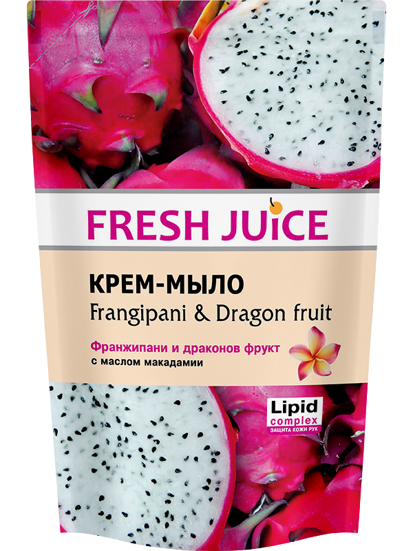 Рідке крем-мило дой-пак Frangipani&Dragon fruit 460 мл Fresh Juice