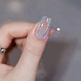 Голографічний гель-лак для нігтів "Котяче око" Rainbow Cat Eye срібний 12 мл., фото 3