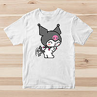 Детская белый футболка с принтом "Onegai My Melody. Онэгай Май Мэроди. Kuromi розовый череп" Push IT 9-10 лет