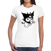 Детская белый футболка с принтом "Onegai My Melody. Онэгай Май Мэроди. Kuromi в костюме чертенка" Push IT 5-6