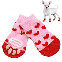 Носки с антискольжением для собак хлопок Pink Size L