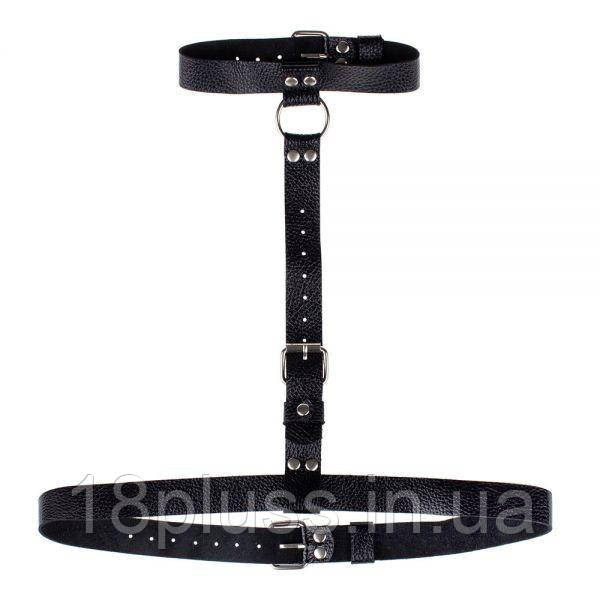 Гартер Double Ring of Humiliti, натуральна шкіра, Black