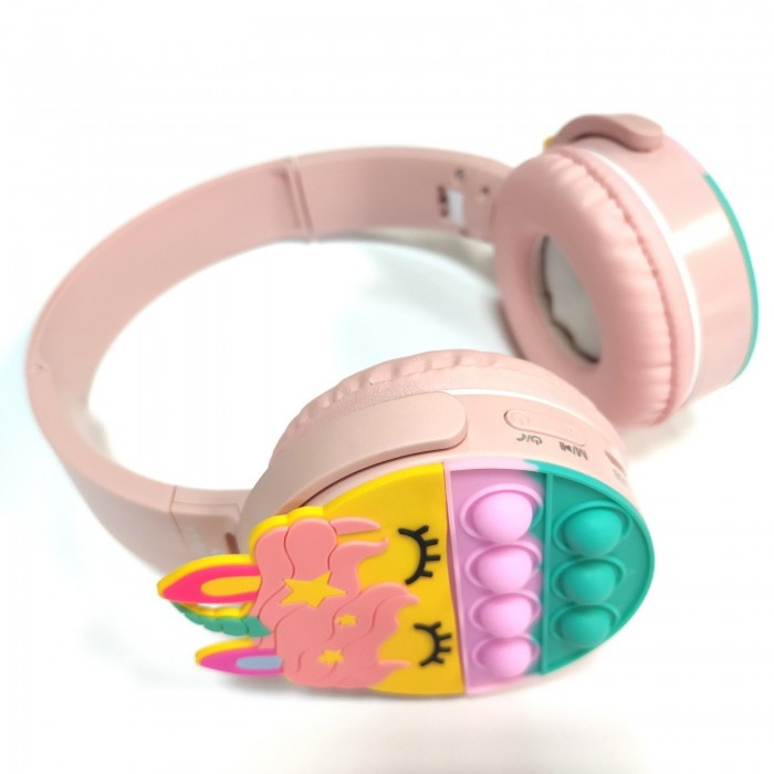 Беспроводные детские наушники POP IT "Единорог" P365 Накладные Bluetooth 5.0 Розовые - фото 1 - id-p1670754760