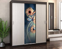 Наклейка для шкафа-купе 220 х 60 см на 1 дверь бабочка и цветок (БП_с_ab11396)