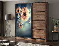 Наклейка для шкафа-купе 220 х 102 см на 1 дверь бабочка и цветок (БП_с_ab11396)