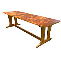 Деревянный садовый стол и скамейка 2м " Ламбада ". Цвет: сосна (СПЧ-13)