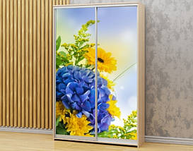 Наклейка на шафу-купе 220 х 60 см на 2 двері польові квіти (БП_а_fl10632), фото 2