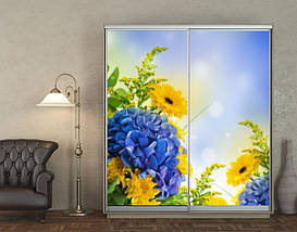 Наклейка на шафу-купе 220 х 60 см на 2 двері польові квіти (БП_а_fl10632), фото 5