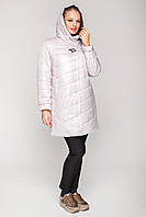 Демисезонная красивая белая удлиненная куртка большие размеры 50-60 с капюшоном 52