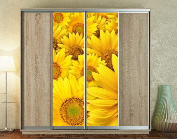 Наклейка на шафу-купе 220 х 60 см на 2 двері Поле соняшнику (БП_а_fl10700)