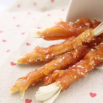 Ласощі для собак скибочки тріски з куркою та кунжутом Селянські Смаколики 12 см 500г