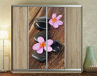 Наклейка для шкафа-купе 220 х 60 см на 2 двери цветок на камне (БП_а_fl10829)