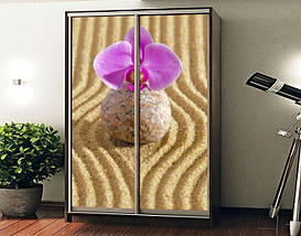 Наклейка на шафу-купе 220 х 60 см на 2  двері Квітка на піску (БП_а_fl10873), фото 4