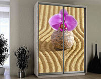 Наклейка для шкафа-купе 220 х 74 см на 2 двери цветок на песке (БП_а_fl10873)