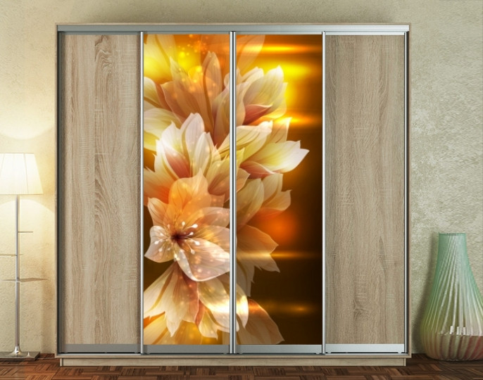 Наклейка для шкафа-купе 220 х 60 см на 2 двери цветы в огне (БП_а ...