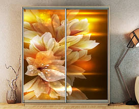 Наклейка на шафу-купе 220 х 60 см на 2 двері Квіти у вогні (БП_а_fl11364), фото 4