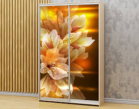 Наклейка на шафу-купе 220 х 60 см на 2 двері Квіти у вогні (БП_а_fl11364), фото 5
