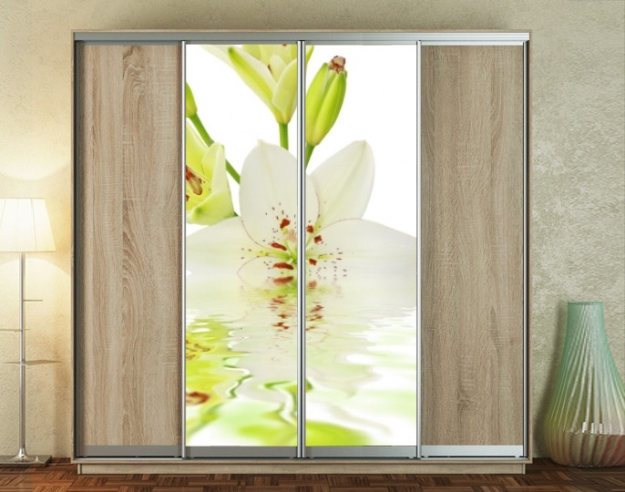 Наклейка на шафу-купе 220 х 60 см на 2  двері Біла Лілія (БП_а_fl12075)